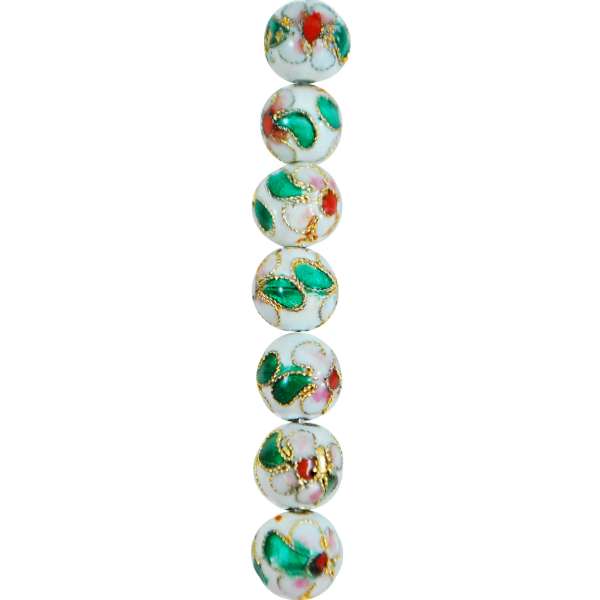 Cloisonne Beads Pack of 20 - White Multi Cloissone Beads