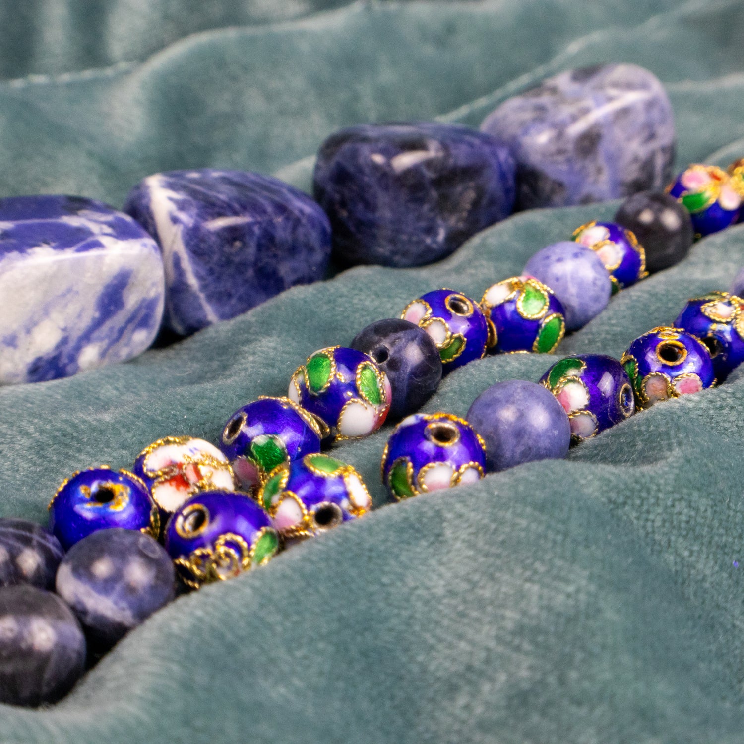 8mm x 8mm Cloisonne Beads Pack of 20 - BD51842 - Blue Multi Cloissone Beads