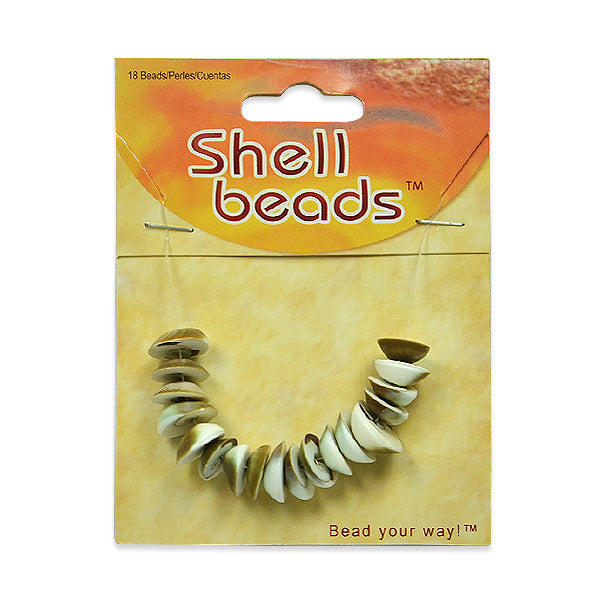 Sea Shell Dome Beads - Natural - 18 pcs. Shell & Pearl Beads