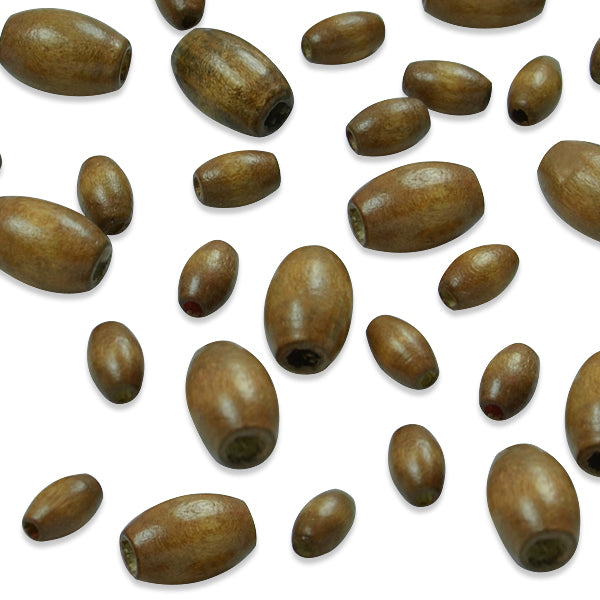Oval Wood Beads - Taupe - 5x8/8x12mm - 26 pcs. - Natural Wood Beads