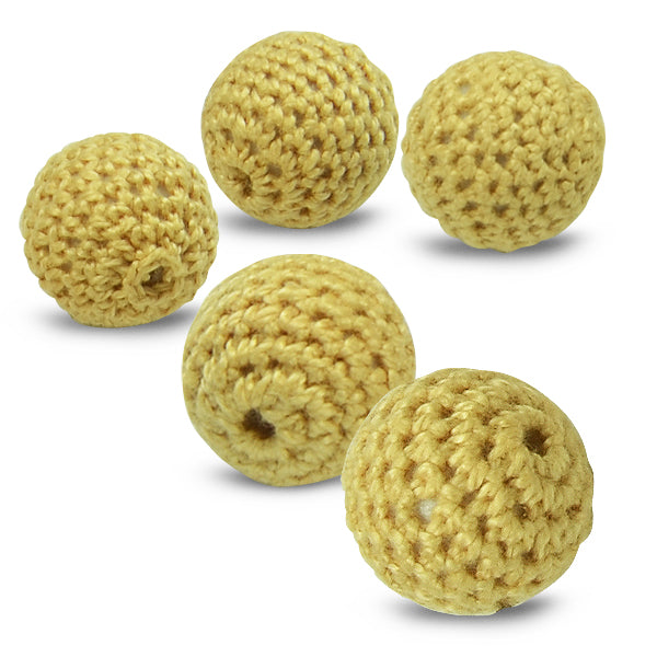 Crochet Beads Pack of 5 - Beige Crochet & Clay Beads