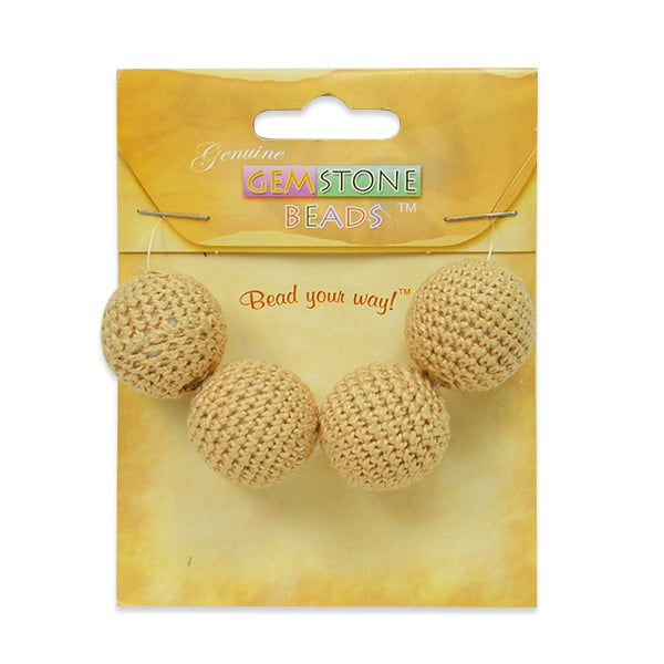Crochet Beads Pack of 4 - Beige Crochet & Clay Beads