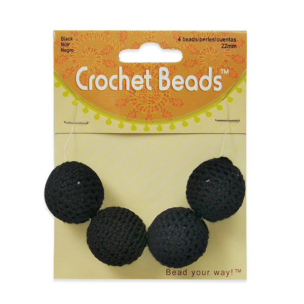 Crochet Beads Pack of 4 - Black Crochet & Clay Beads