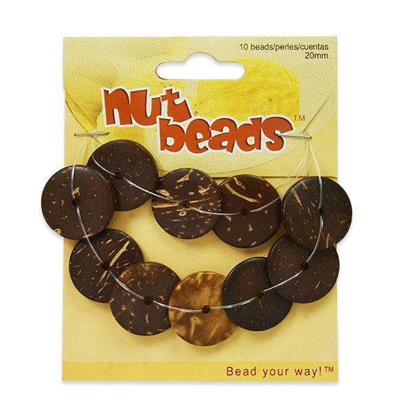 Coconut Beads Flat - 10 Pieces - Natural Nut & Coconut Beads