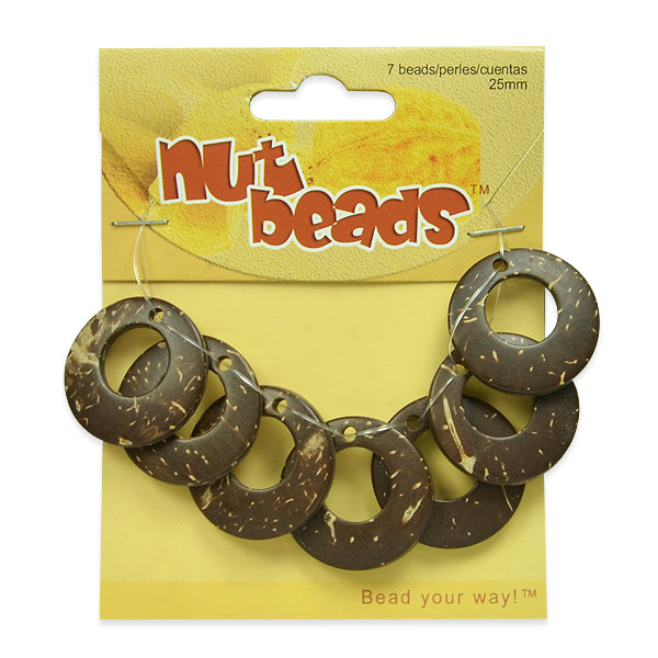 Coconut Ring Nut Beads - 7 pcs. - Natural Nut & Coconut Beads