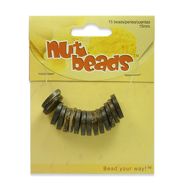 Coconut Beads Disk - 15 Pieces - Natural Nut & Coconut Beads