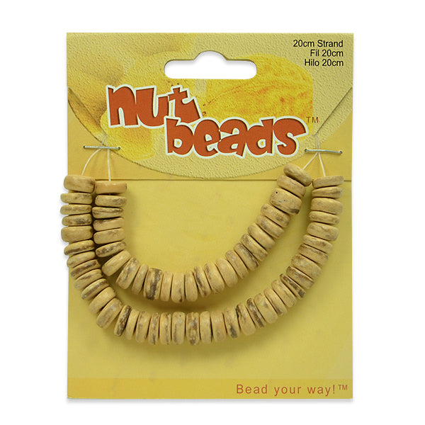 Coconut Disk Beads - Mini - 8" Strand - Natural Nut & Coconut Beads