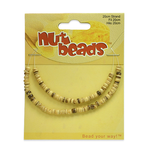 Coconut Tiny Beads - 8" Strand - Natural Nut & Coconut Beads