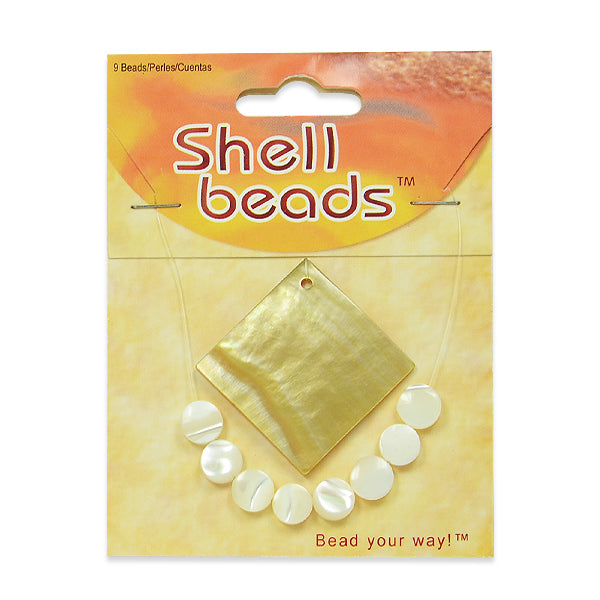 Mother of Pearl Pendant & Beads - 9 Pieces - Natural Shell & Pearl Beads