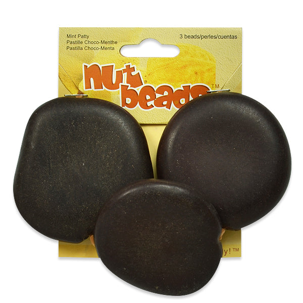 Mint Patty Nut Beads - 3 Pieces - Natural Nut & Coconut Beads