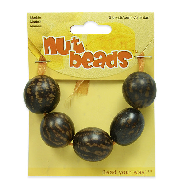 Marble Nut Beads - 5 Pieces - Natural Nut & Coconut Beads