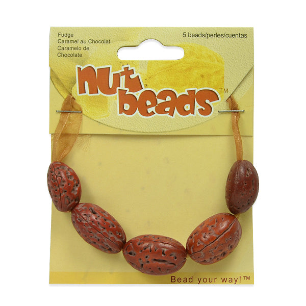 Fudge Nut Beads - 5 Pieces - Natural Nut & Coconut Beads