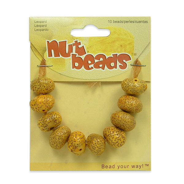 Leopard Nut Beads - 10 Pieces - Natural Nut & Coconut Beads