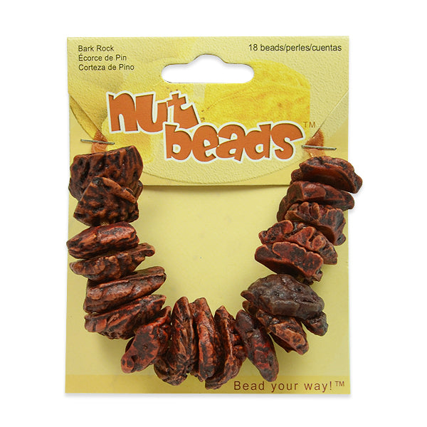 Bark Rock Nut Beads - 18 Pieces - Natural Nut & Coconut Beads