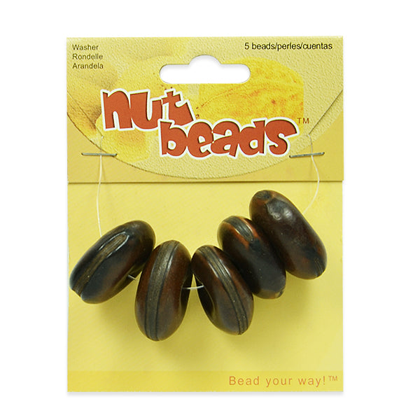 Washer Nut Beads - 5 pcs. - Natural Nut & Coconut Beads