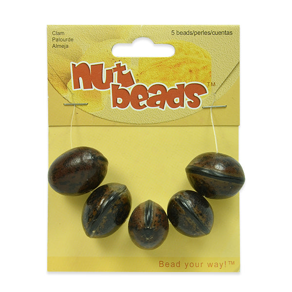 Clam Nut Beads - 5 pcs. - Natural Nut & Coconut Beads