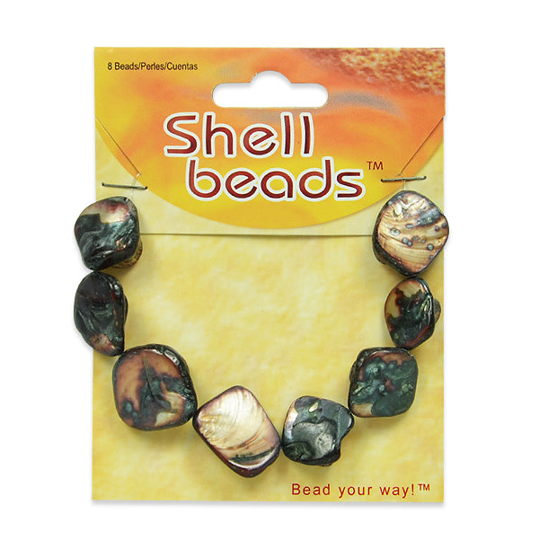 Sea Shell Chunky Beads 12mm-18mm - PK/8 - Tinted Slate - Natural Shell & Pearl Beads
