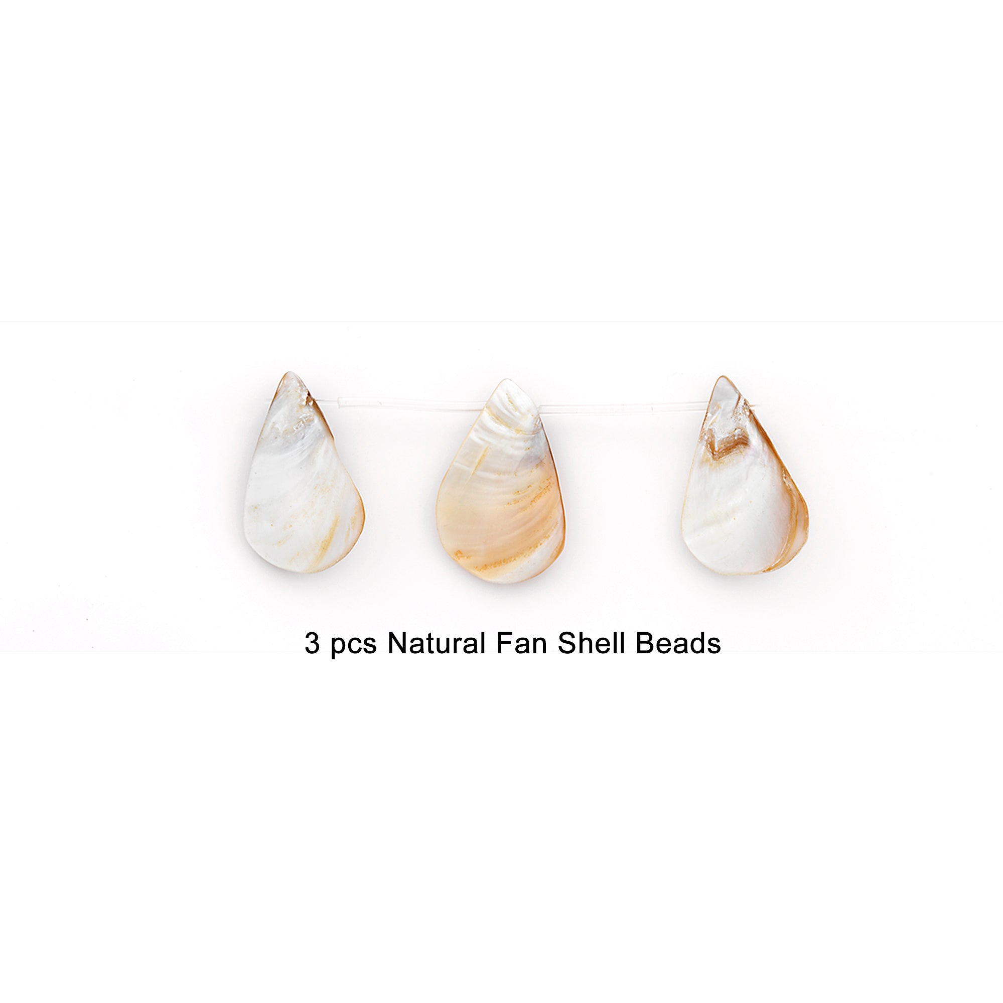 Sea Shell Hand Crafted Fan/Drop Shape Beads/Pandants Gray - Natural Shell & Pearl Beads