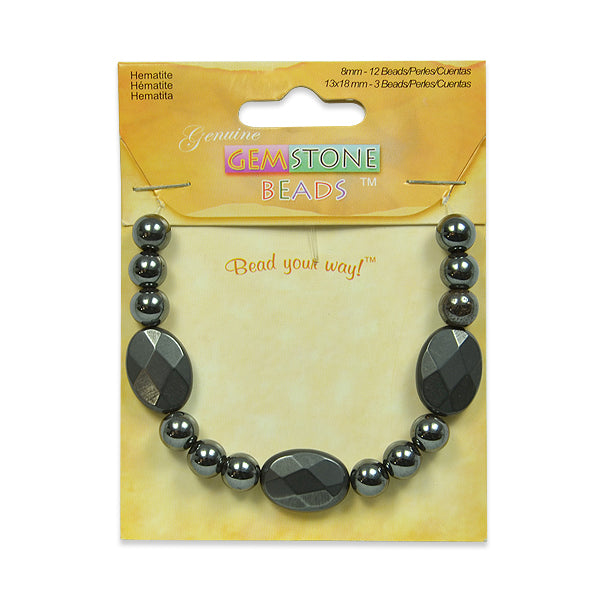 Round Hematite Gemstone Beads Pack of 15 - Onyx Hematite Beads