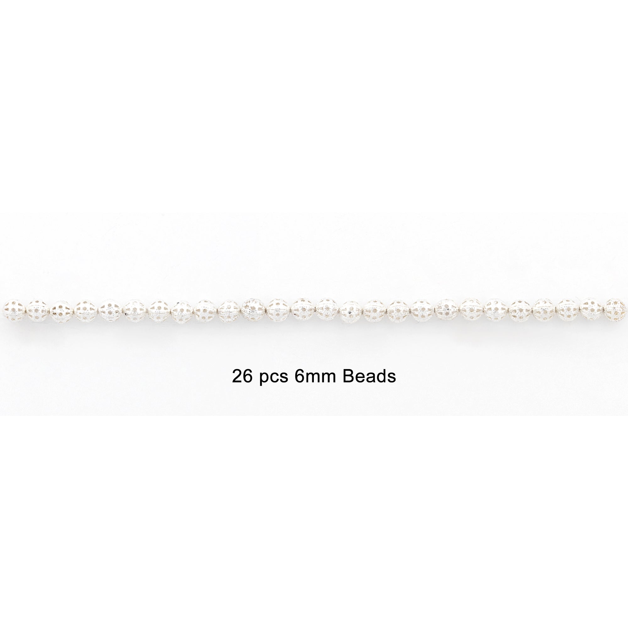 Filigree Metal 6mm Beads Silver PK/ 26 Metal Beads