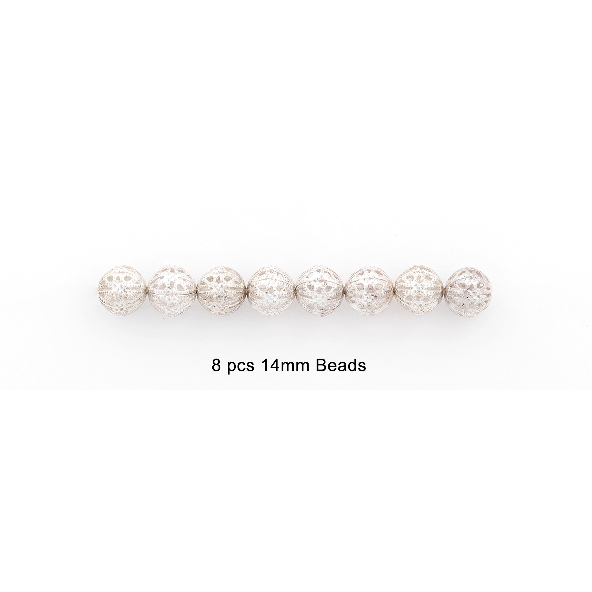 Filigree Metal 14mm Bead Silver - PK/8 Metal Beads