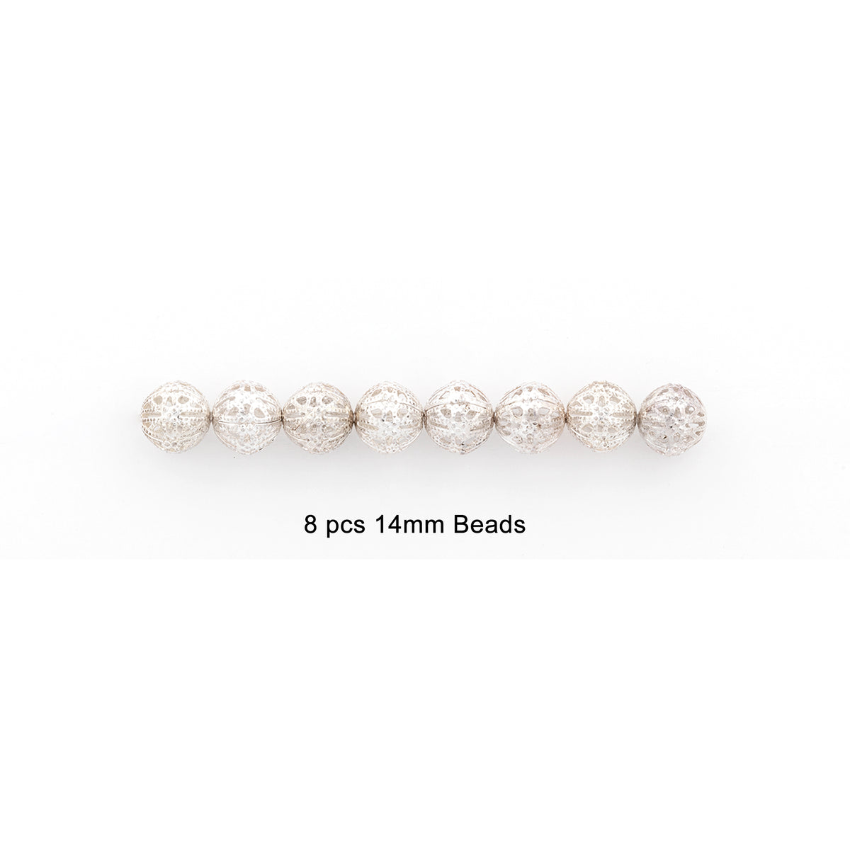 Filigree Metal 14mm Bead Silver - PK/8 Metal Beads