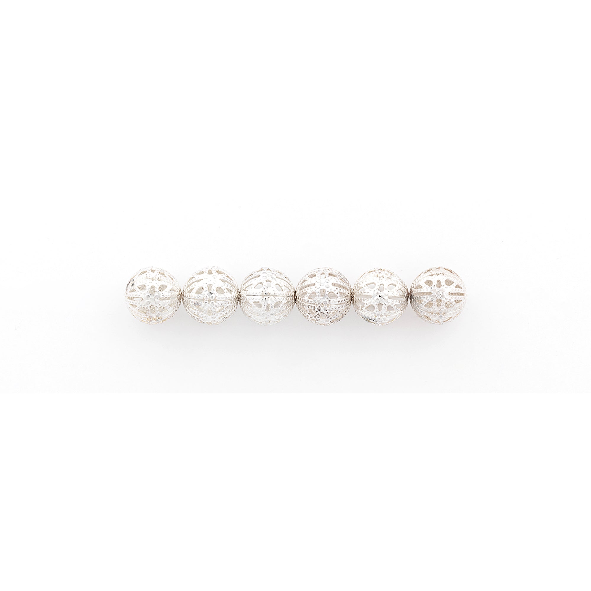 Filigree Metal 16mm Beads Silver Pack of 6 Metal Beads