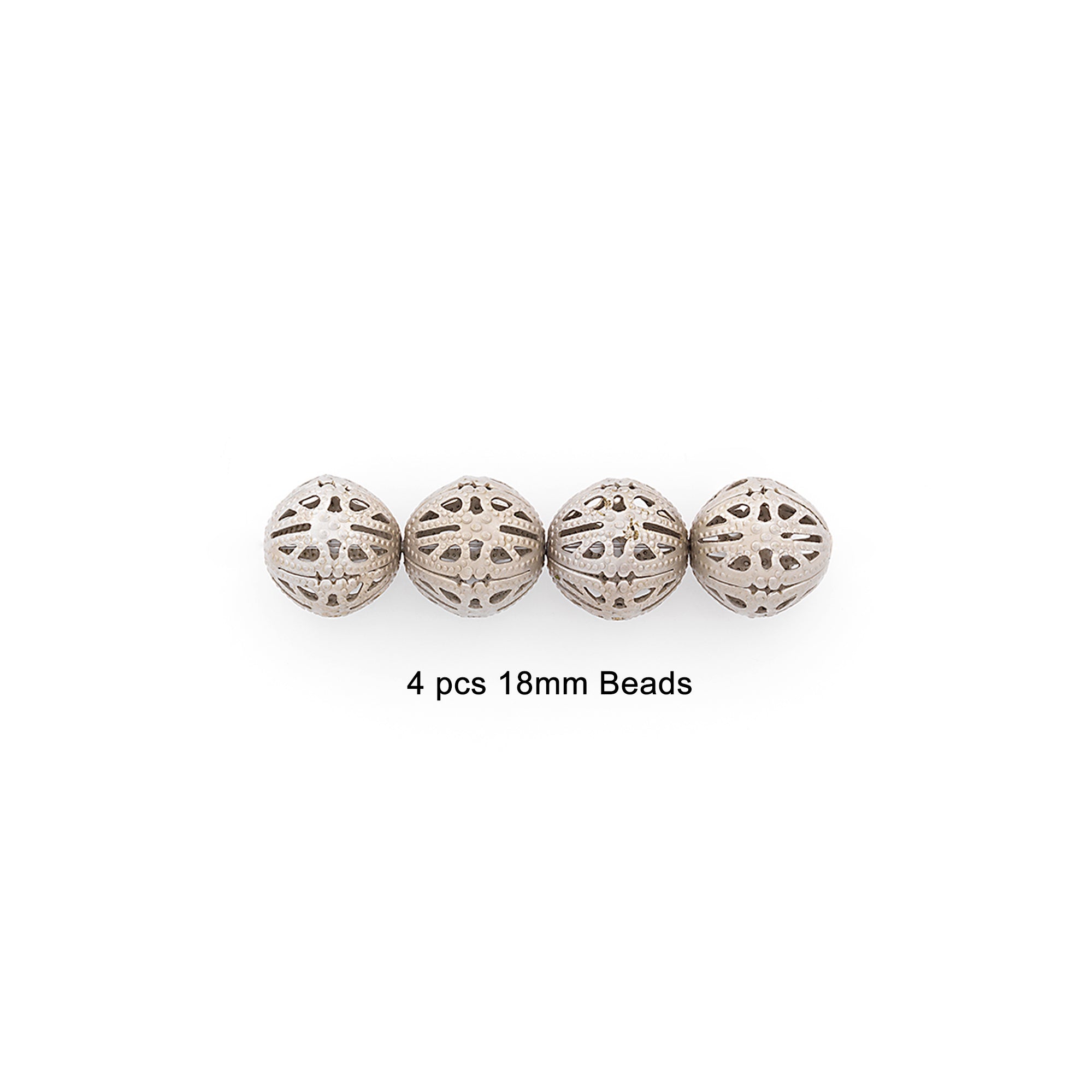Filigree Metal Beads Pack of 4 - Antique Silver Metal Beads