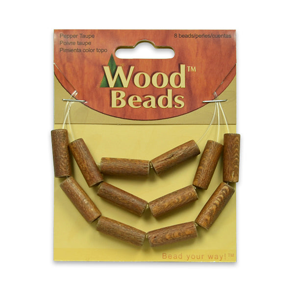 Wooden Tube Beads - Brown - 21x7mm - 12 pcs. - Natural Wood Beads