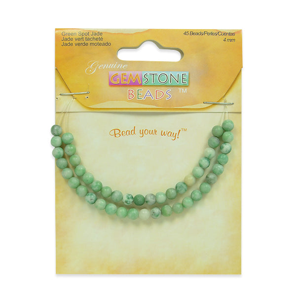Spotted Jade Beads - Green - 4mm - 45 pcs. - Natural Gemstone Beads