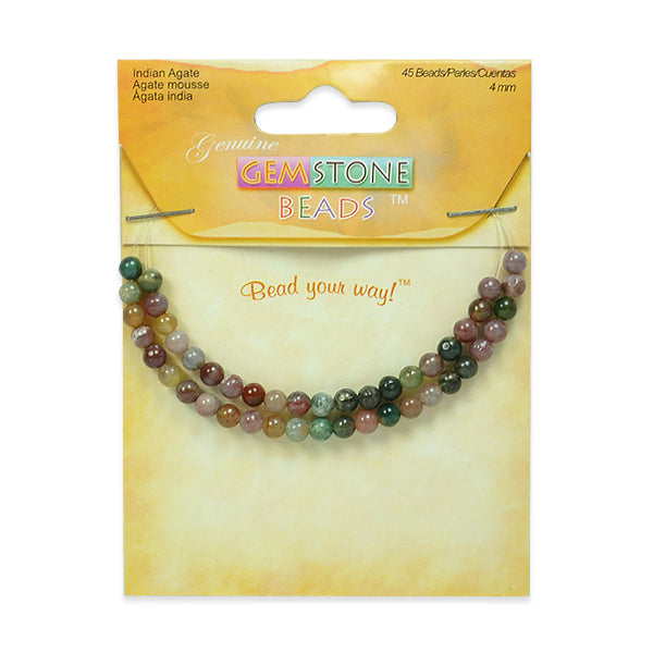 Indian Agate Beads - 4mm - 45 pcs. - Natural Agate Beads