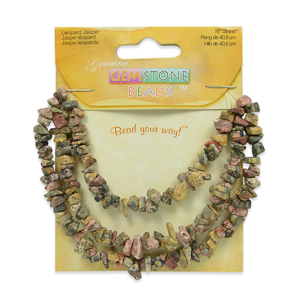 Leopard Jasper Chips - 16" Strand - Natural Leopard Jasper Beads