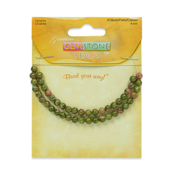 Unakite Gemstone Beads - 4mm - 45 pcs. - Natural Unakite Beads