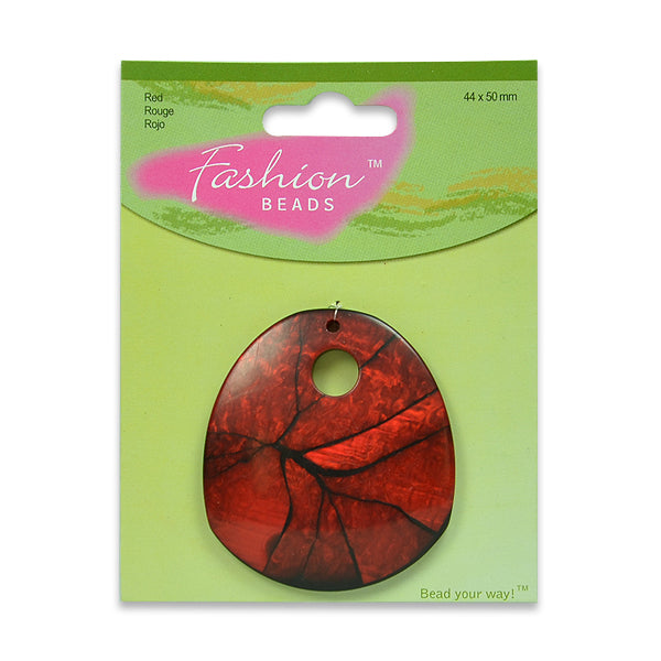 50mm x 44mm Fashion Pendant - BD53232 - Red Multi Acrylic & Resin Beads