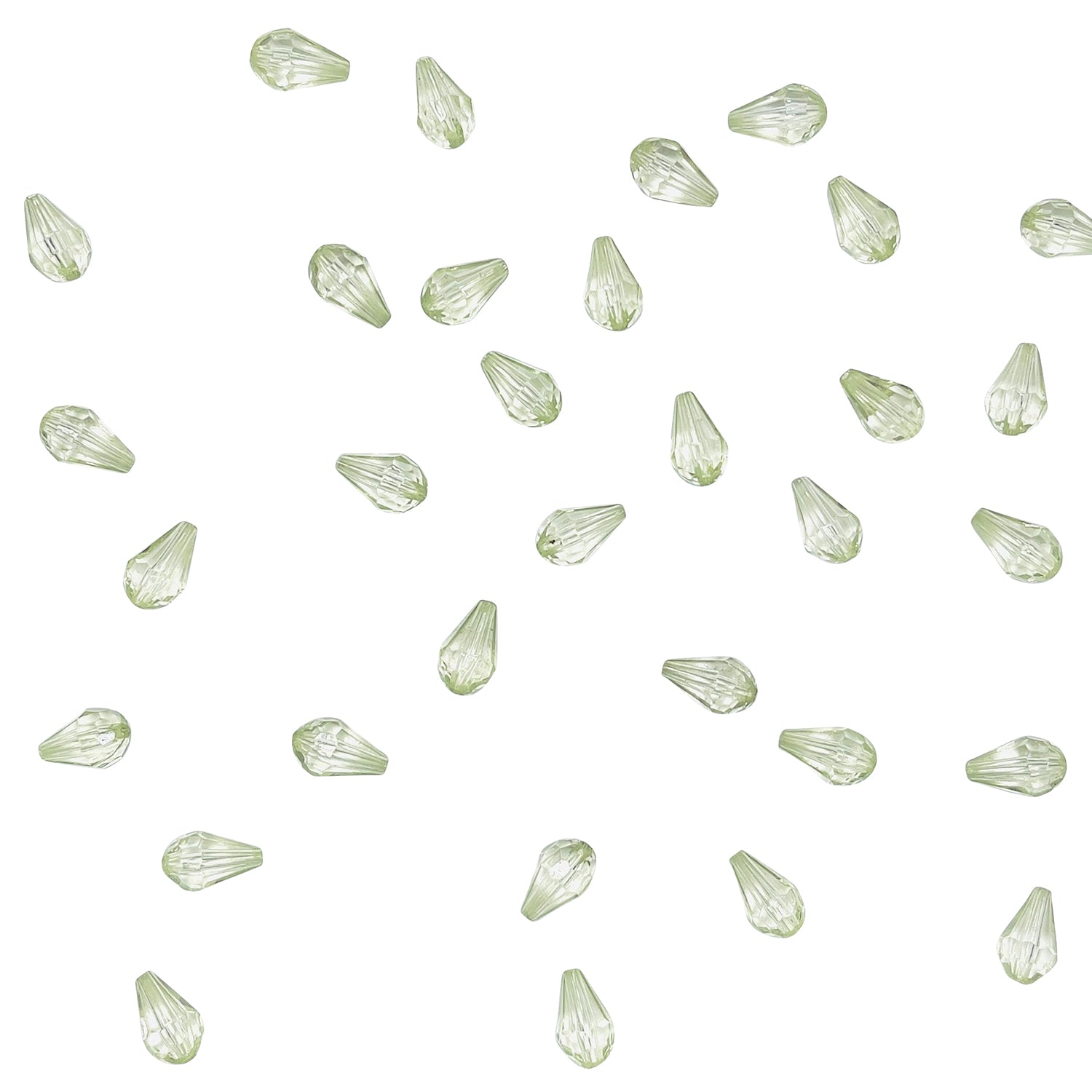 12mm x 7mm Acrylic Faceted Beads 8 Inch Strand Pack of 2 - Light Green Acrylic & Resin Beads
