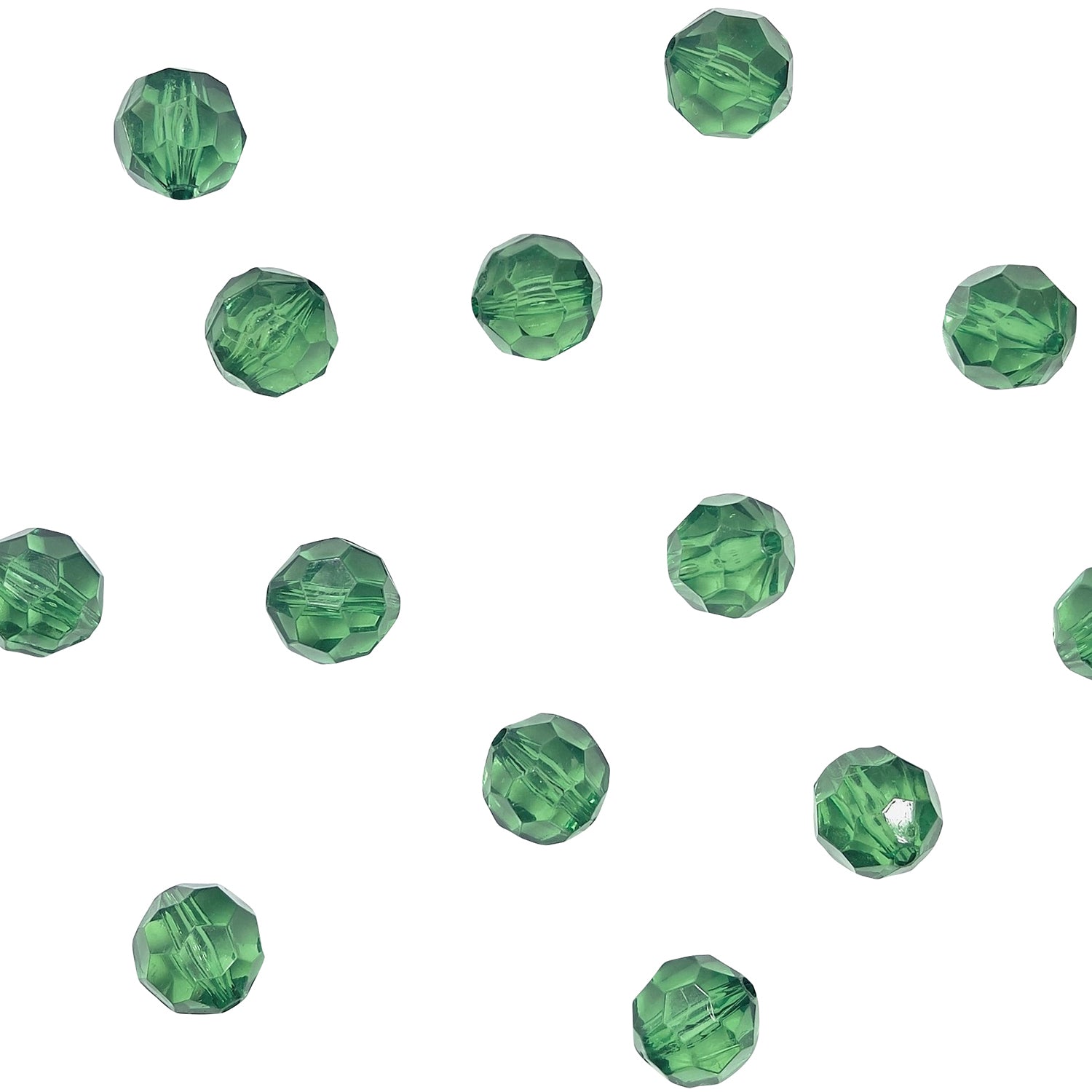 Acrylic Faceted Beads 8 Inch Strand - Green Acrylic & Resin Beads
