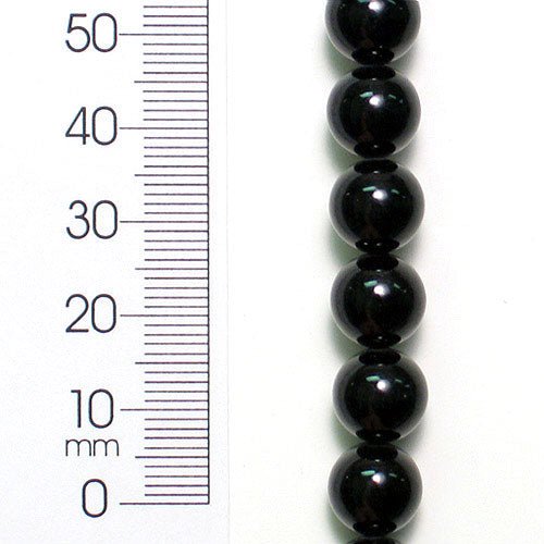 Round Onyx Beads - Black - 10mm - 8" Strand - Natural Acrylic & Resin Beads