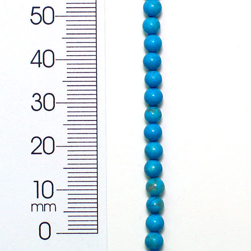 Syn Turquoise 4mm Rnd Bds 1x8"Str Synthetic Turquoise Beads
