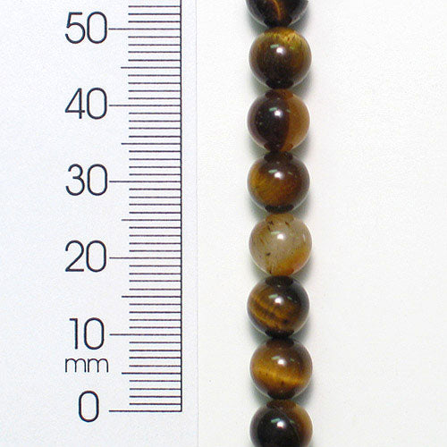 Round Tigereye Beads - 8mm - 8" Strand - Natural Tigereye Beads