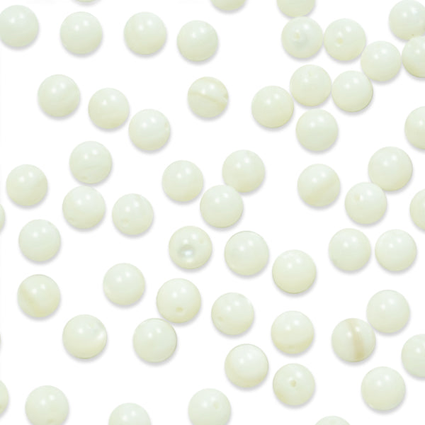 Sea Shell MOP 5-6mm Round Beads On 16" Strans (68-72 Beads) White - Natural Shell & Pearl Beads