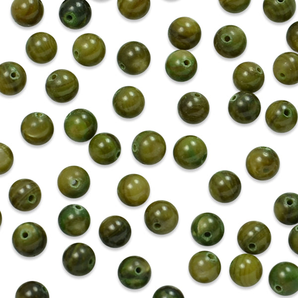 Sea Shell 5mm Round Beads on a 16" Strand (about 72-78 beads) | Olive - Natural Shell & Pearl Beads