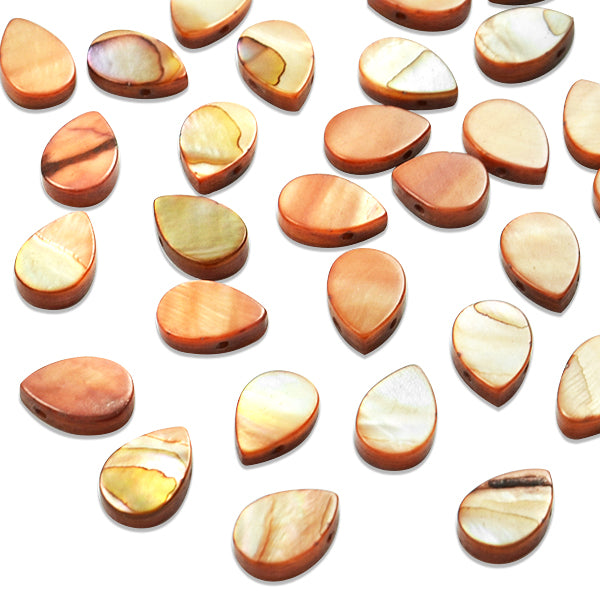Teardrop Tinted Shell Beads - Beige - 2 x 8" Strand - Natural Shell & Pearl Beads