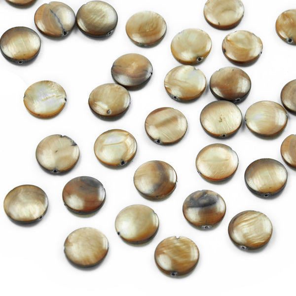 Tinted Shell Beads - Slate - 12mm - 2 x 8" Strand - Natural Shell & Pearl Beads