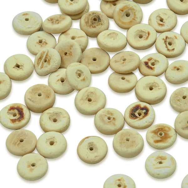 Coconut Disk Beads - Ivory - 8mm - 8" Strand - Natural Nut & Coconut Beads