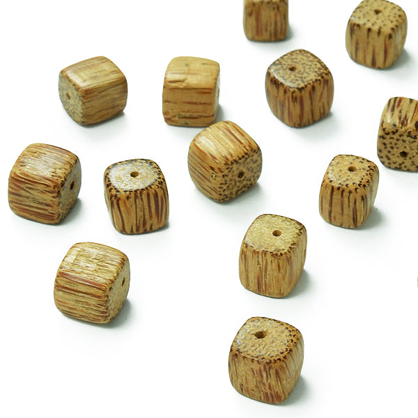 Wood Beads - Pepper Taupe - 12x12mm - 8" Strand - Natural Wood Beads