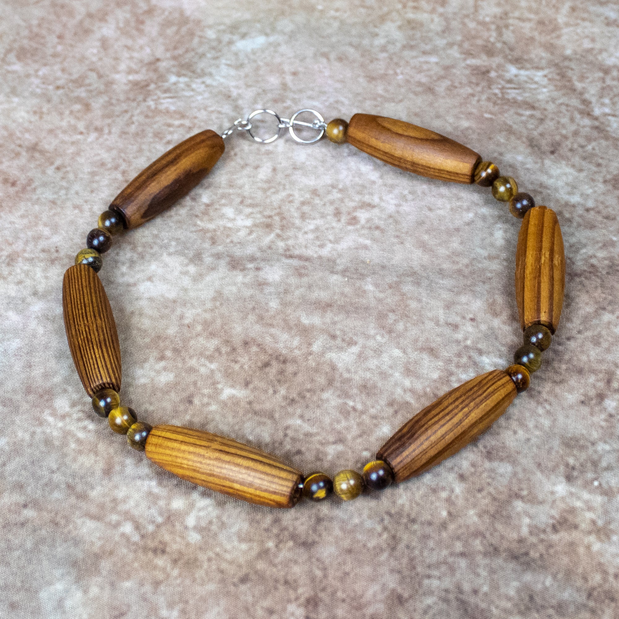 Wood Beads - Pepper Taupe - 24x14mm - 8" Strand - Natural Wood Beads