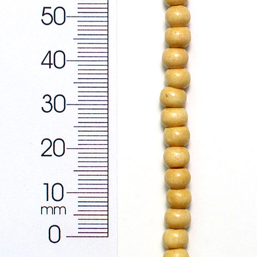 Round Wood Beads - Beige - 6mm - 2 x 8" Strand - Natural Wood Beads