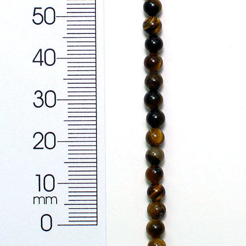 Tigereye 4mm Round Beads 8" Strand - Natural Tigereye Beads