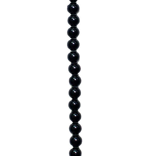 Blackstone 4mm Round Beads 8" Strand - Natural Blackstone Beads
