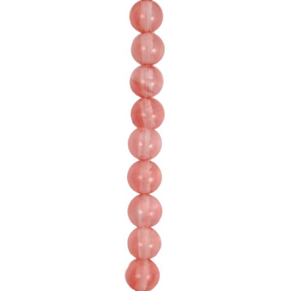 Syn Cherry Quartz 6mm Round Beads 8" Strand - Natural Cherry Quartz Beads